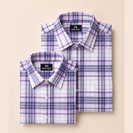Purple Checks Dad n Son Twinning Shirts