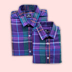 Purple Checks Dad n Son Twinning Shirts