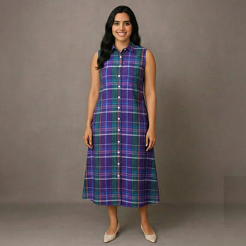 Purple Checks - Mom Twinning Shirt Dress