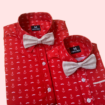 Red Anchor Dad and Son Twinning Shirts
