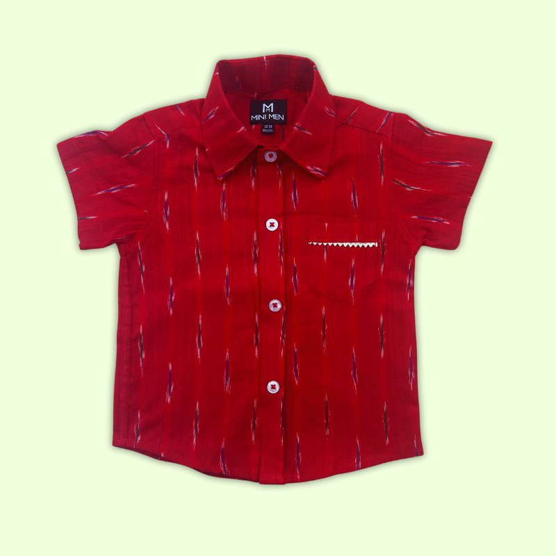 Red Ikat Dad and Son Twinning Shirts