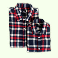 Red Navy Checks Dad n Son Twinning Shirts