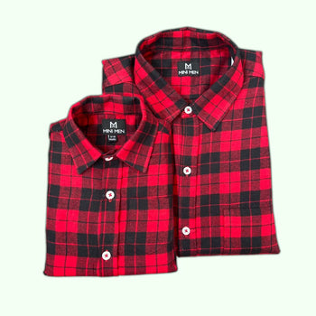 Red n Black Checks Dad n Son Twinning Shirts