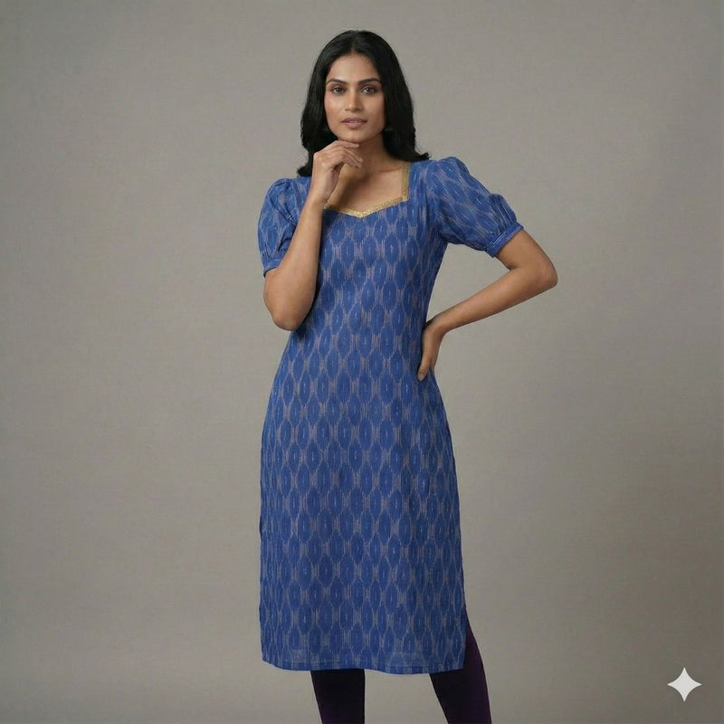 Royal Blue Ikat - Mom Kurta