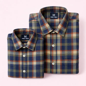 Rusty Blue Checks Dad n Son Shirts
