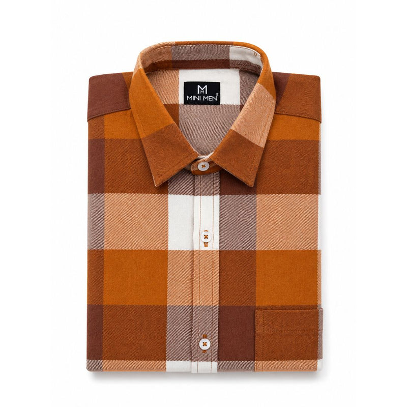 Sear Orange Checks Dad Twinning Shirt