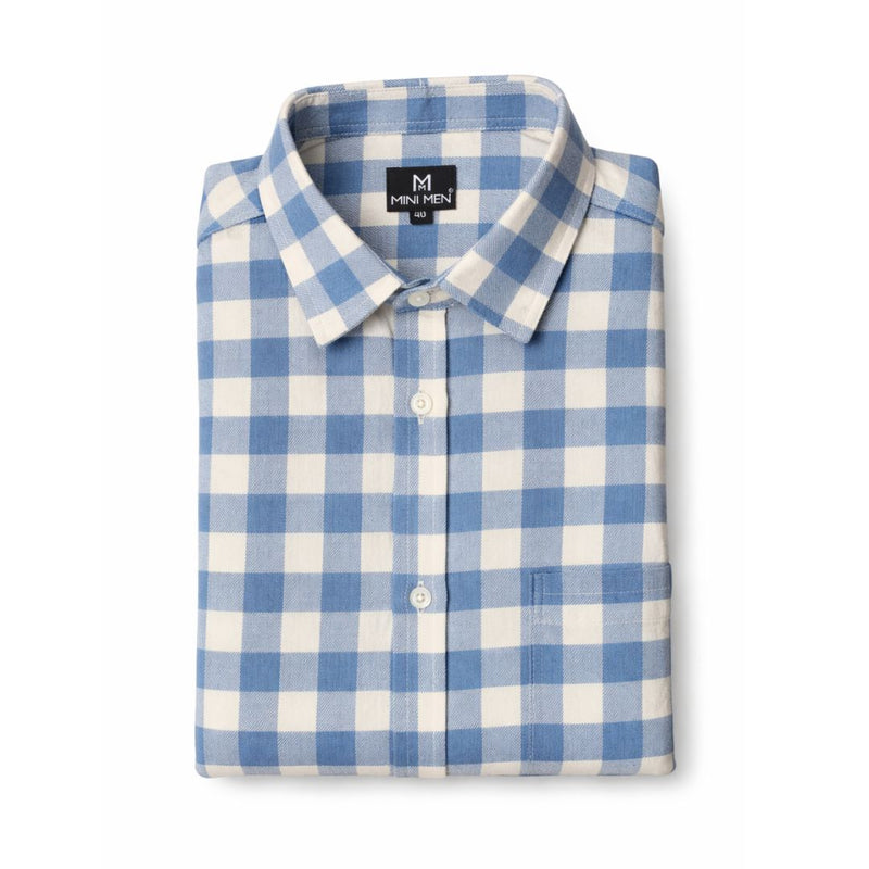 Sky Blue Checks Dad n Son Twinning Shirts