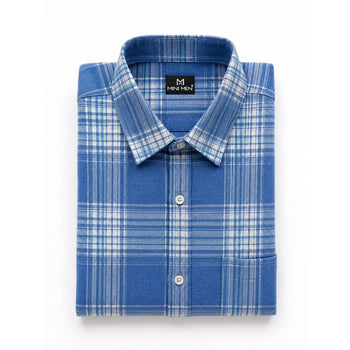 Storm Blue Checks Dad n Son Twinning Shirts