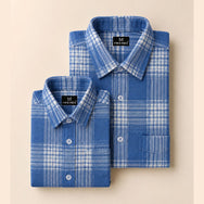 Storm Blue Checks Dad n Son Twinning Shirts