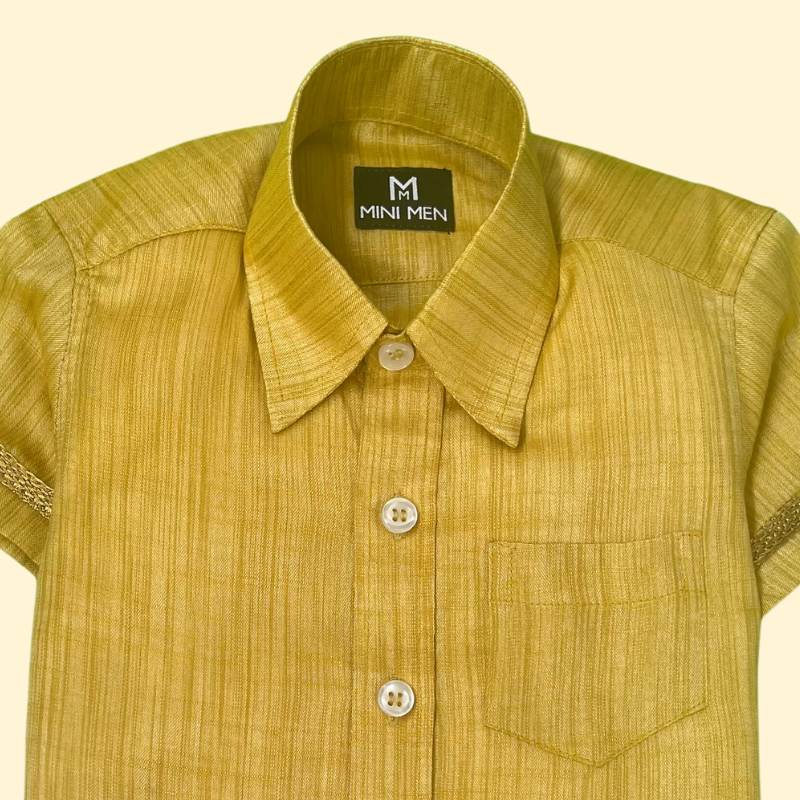 Sugarcane Yellow Dad Twinning Silk Shirt