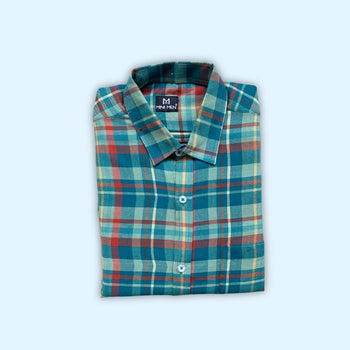 Teal Green Checks Son Shirt - (Add-on)
