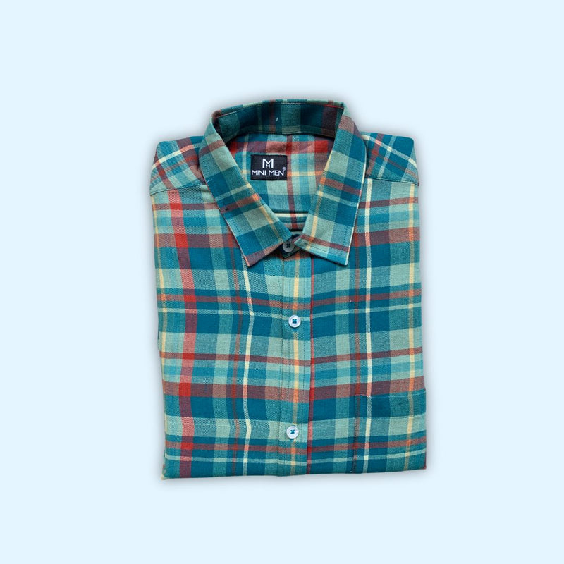 Teal Green Checks Son Shirt - (Add-on)