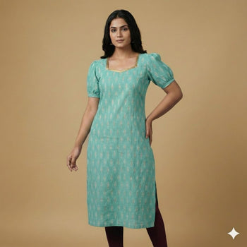 Teal Ikat - Mom Kurta