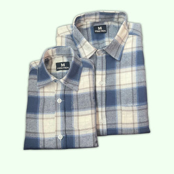 Vintage Blue Checks Dad n Son Twinning Shirts