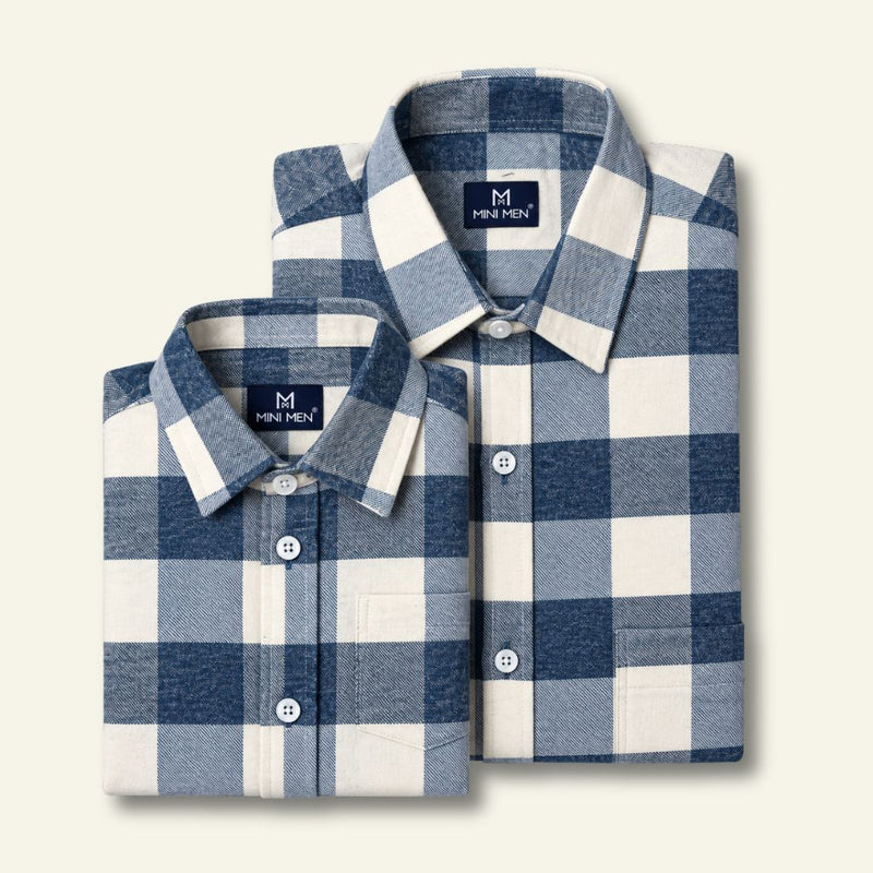 Vintage Blue Checks Dad n Son Twinning Shirt