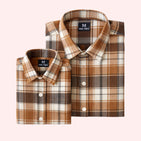 Vintage Brown Checks Dad n Son Twinning Shirts