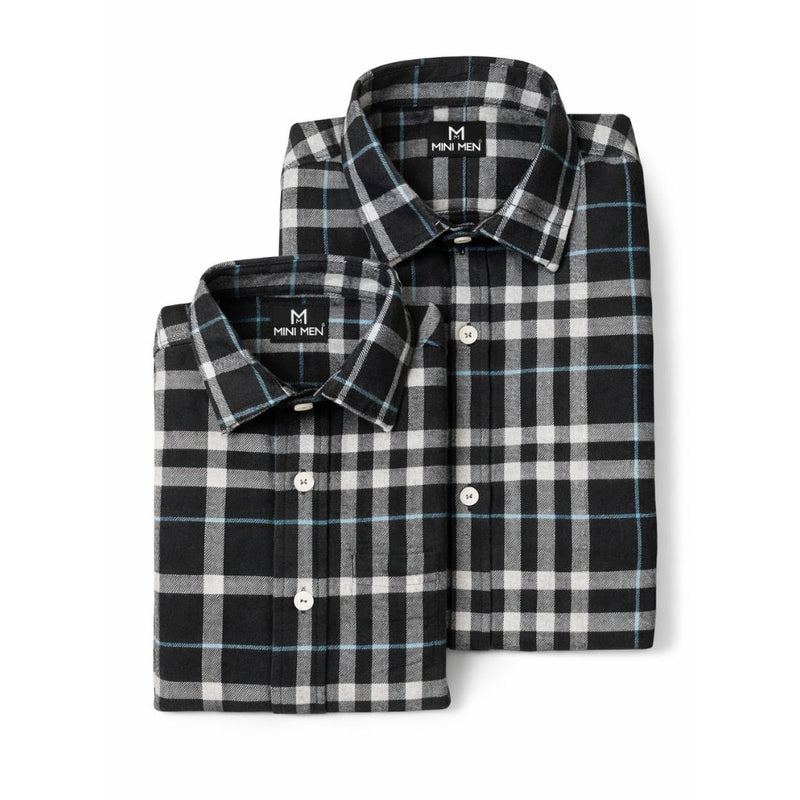 Vintage Grey Checks Dad n Son Twinning Shirts