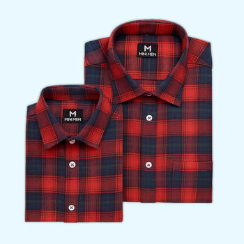 Vintage Noel Red Checks Dad n Son Twinning Shirts