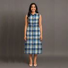 Vintage Blue Checks - Mom Twinning Shirt Dress