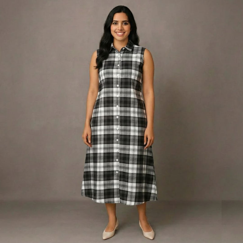 Vintage Grey Checks - Mom Twinning Shirt Dress