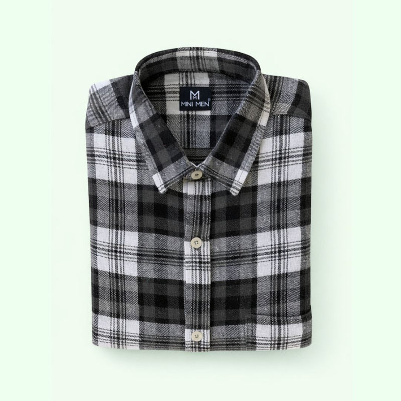 Vintage Grey Checks Dad Twinning Shirt