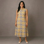 Vintage Mustard Checks - Mom Twinning Shirt Dress