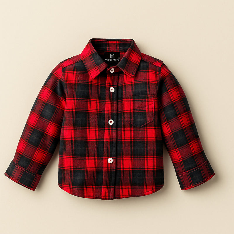Vintage Noel Red Checks Kids Shirt