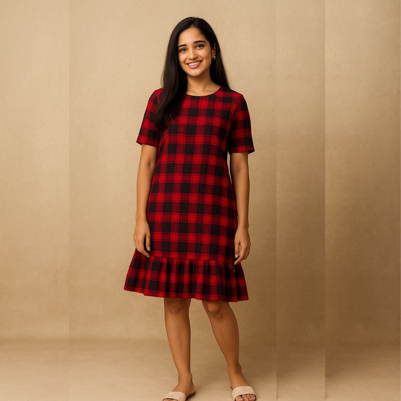 Vintage Noel Red Checks - Mom Twinning Dress