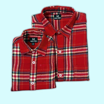 Vintage Red Checks Dad n Son Twinning Shirts