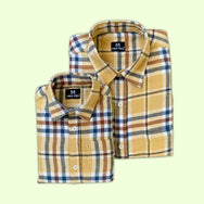 Vintage Mustard Checks Dad n Son Twinning Shirts