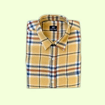 Vintage Mustard Checks Dad n Son Twinning Shirts