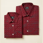 Whale Printed Red Dad n Son Twinning Shirts