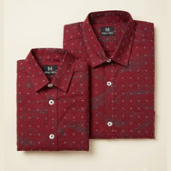 Whale Printed Red Dad n Son Twinning Shirts