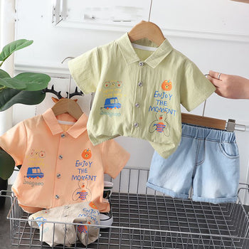 Pastel Car Shirt Shorts set