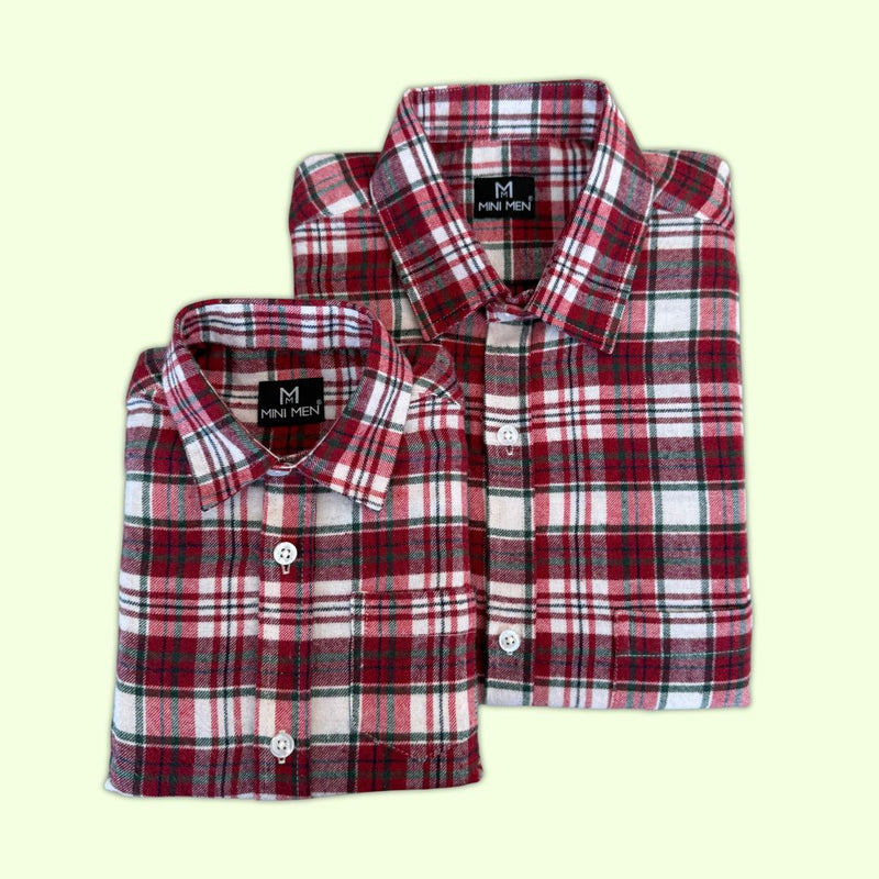 Winter Berry Checks Dad n Son Twinning Shirts