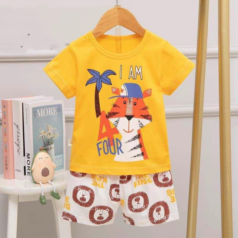 Yellow Tiger T Shirt Shorts Set