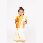 Traditional Dhoti & Light Yellow Silk Shirt Set with Accessories