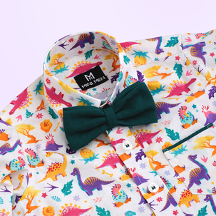 Colorful Dino - Bow Tie Shirt
