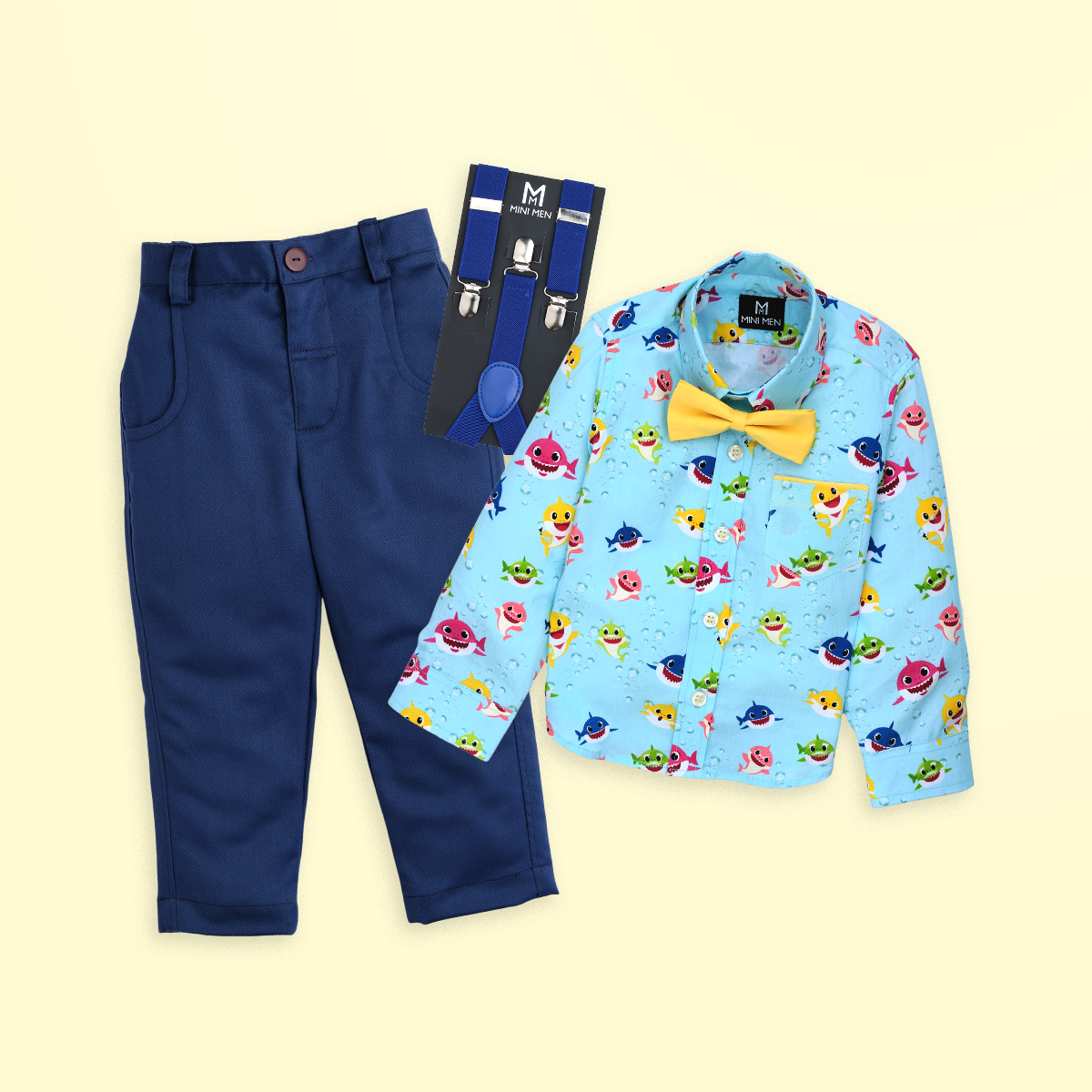 Baby Shark Suspender Set - Royal Blue