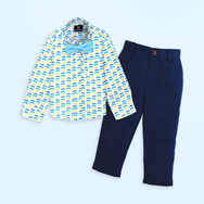 Lil Man and Navy Pant - Pant Shirt Set
