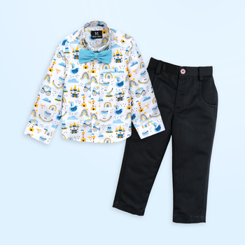 Lil Prince and Black Pant - Pant Shirt Set