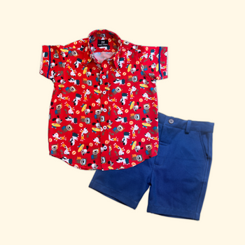 Woof Woof Doggy and Blue Shorts - Playwear Set